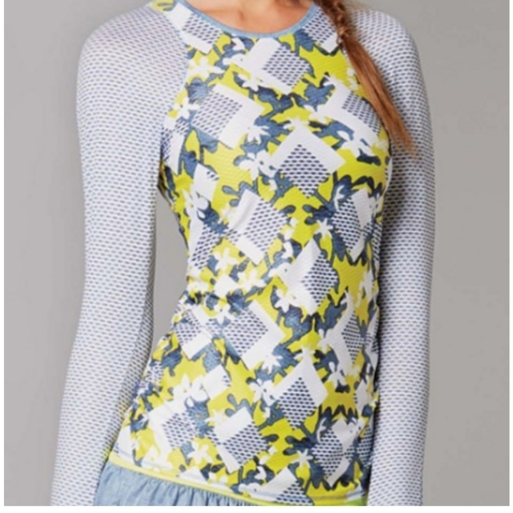 Lucky In Love Breeze Long Sleeve Fitted Crew Tennis/Golf Top Women's M 8-10